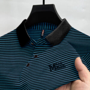 Imported Striped Polo T-Shirt with Contrast Collar