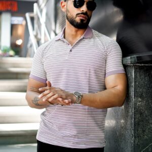 Lilac Luxe Striped Polo T-Shirt