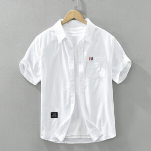 Men's White Short Sleeve Shirt - Loose Casual Summer Shirt